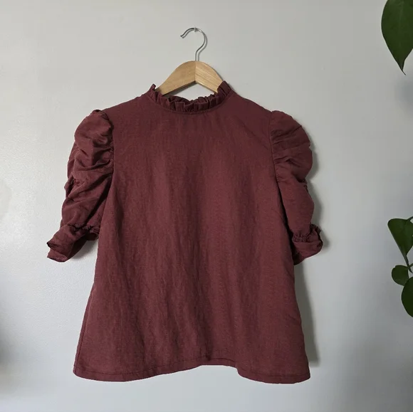 Moon River Size Small Mauve Rose Short Sleeve Blouse Lightweight Top - Picture 5 of 9